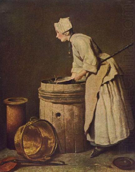 Jean Simeon Chardin Frau, Geschirr scheuernd china oil painting image